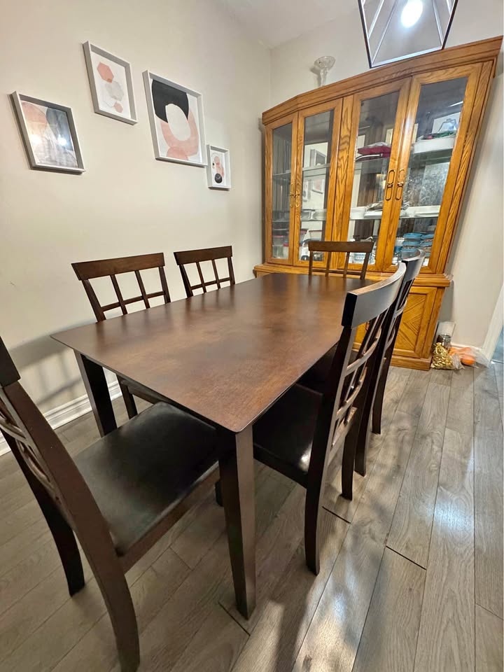 Wooden Dining Table with 6 Chairs