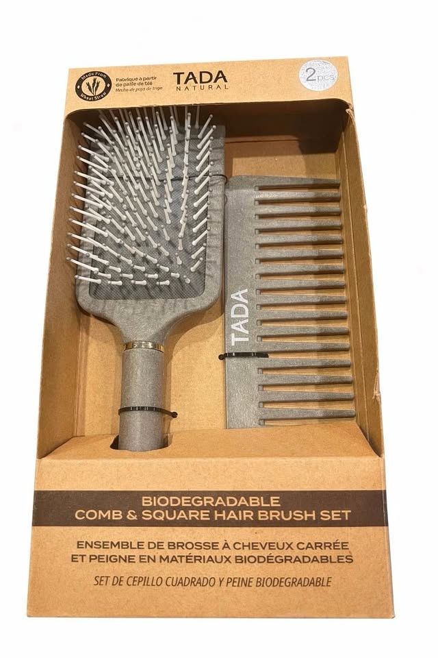 Tada 2-Piece Comb and Square Hair Brush Set