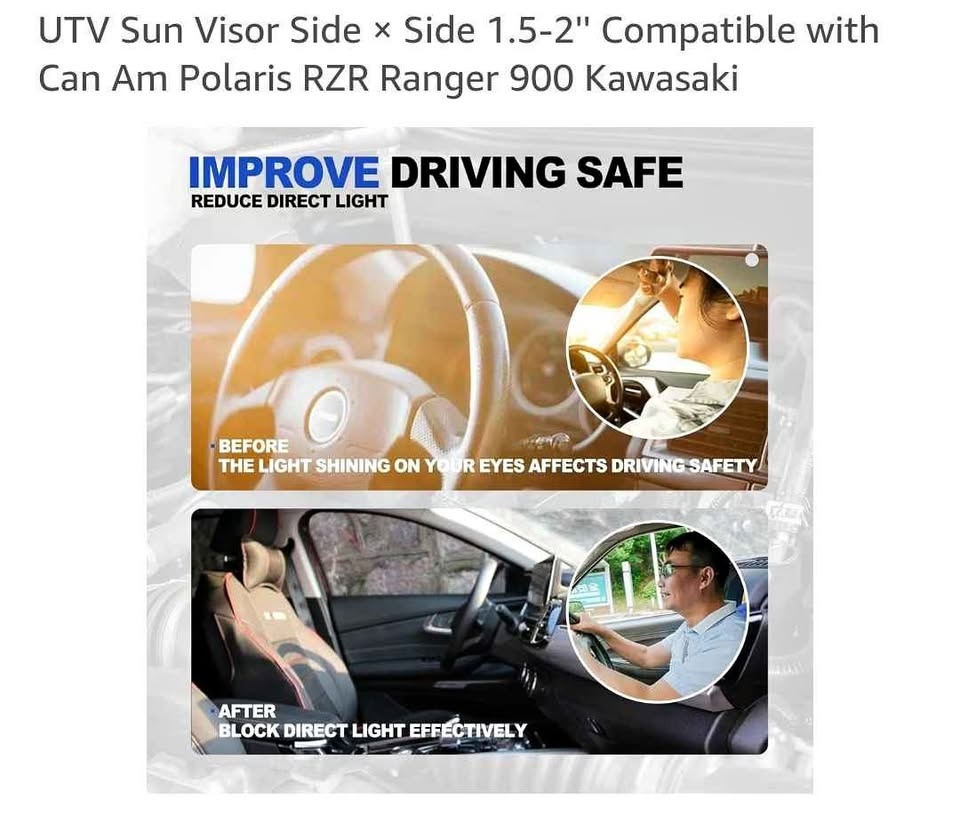 UTV Sun Visor for Can-Am, Polaris, Kawasaki (1.5-2'' Roll Bar)