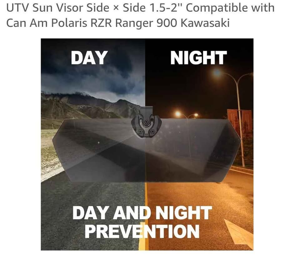 UTV Sun Visor for Can-Am, Polaris, Kawasaki (1.5-2'' Roll Bar) - photo 3