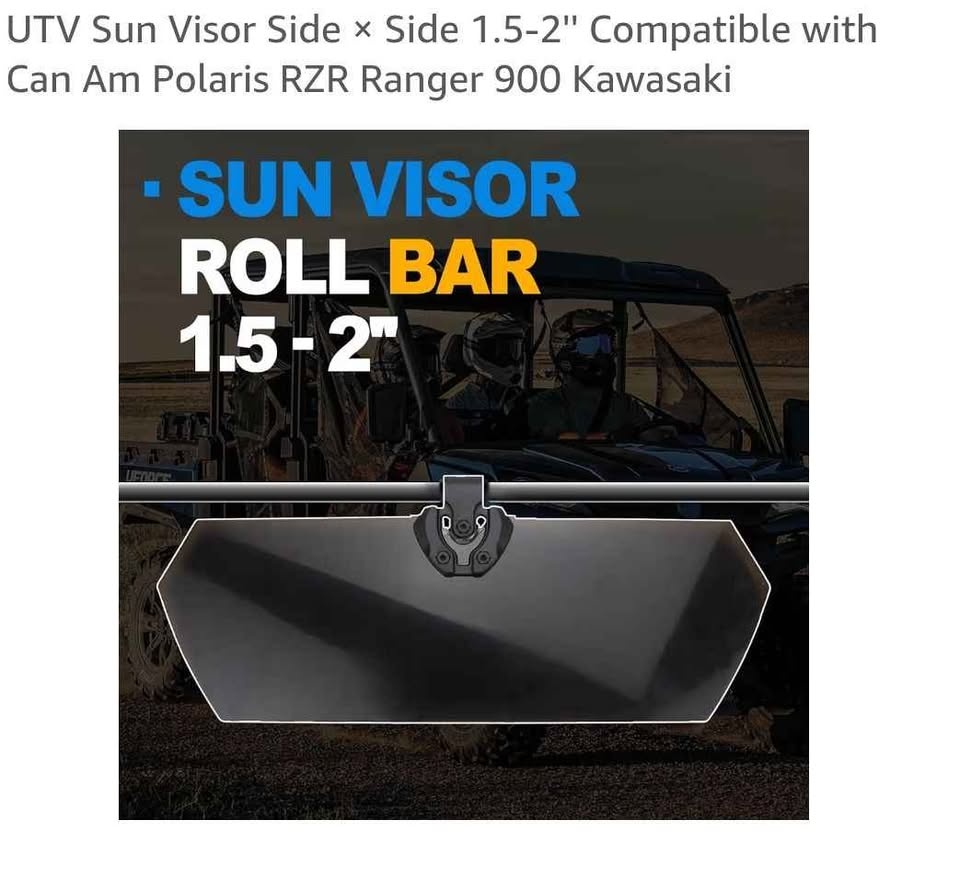 UTV Sun Visor for Can-Am, Polaris, Kawasaki (1.5-2'' Roll Bar) - photo 4