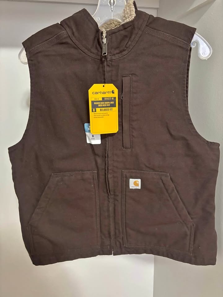 Carhartt Washed Duck Sherpa-Lined Vest - Women's Medium