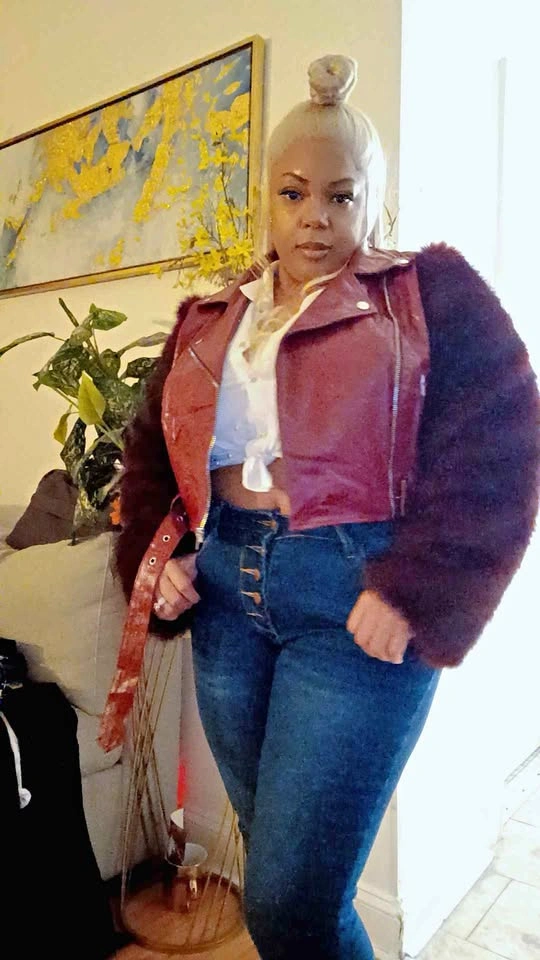 Faux Leather with Faux Fur Sleeves