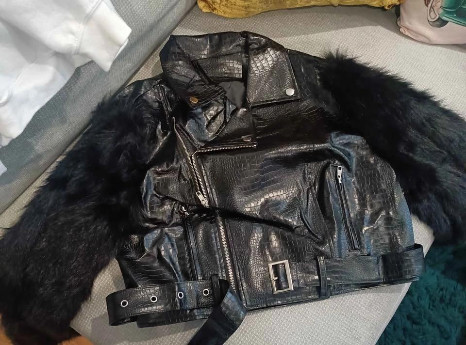 Faux Leather with Faux Fur Sleeves - photo 4