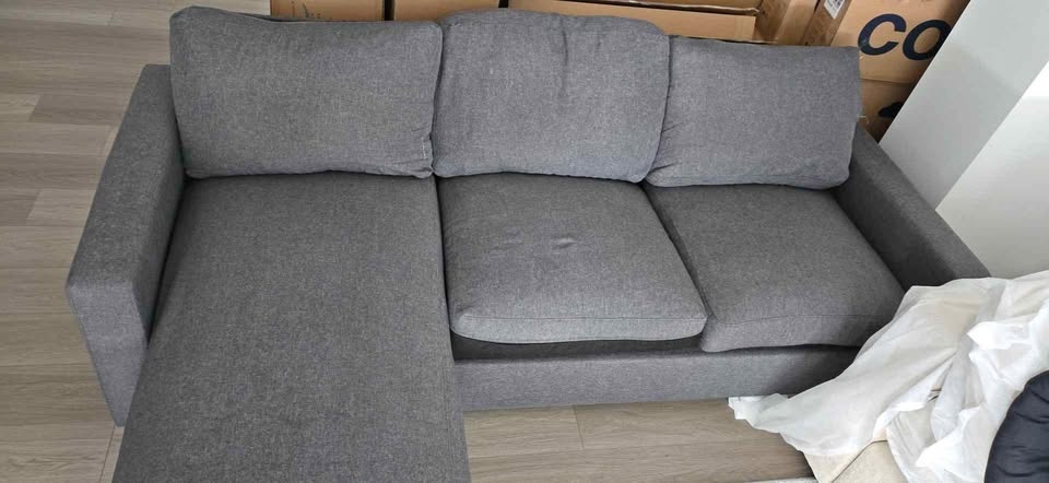 Gray sectional sofa with chaise