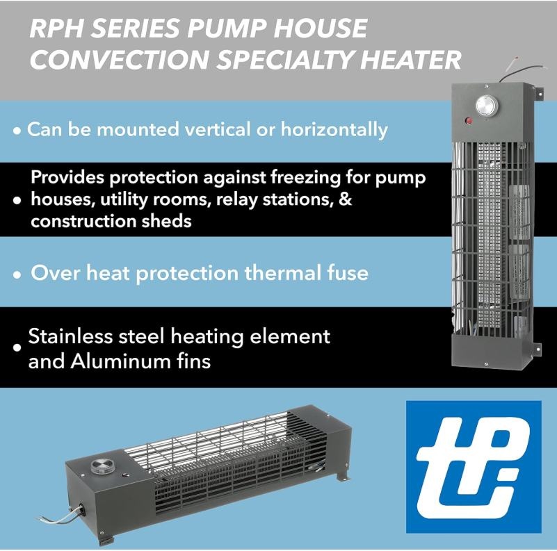 TPI RPH15A Pump House Convection Heater, 500W - photo 2