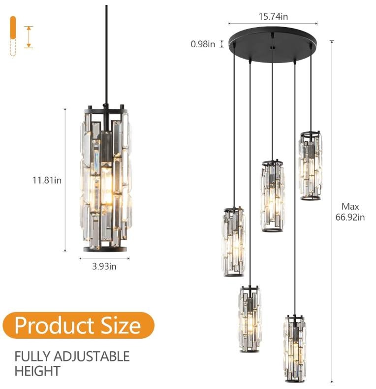 Modern Pendant Light Fixtures, Mini Crystal Chandeliers - photo 2