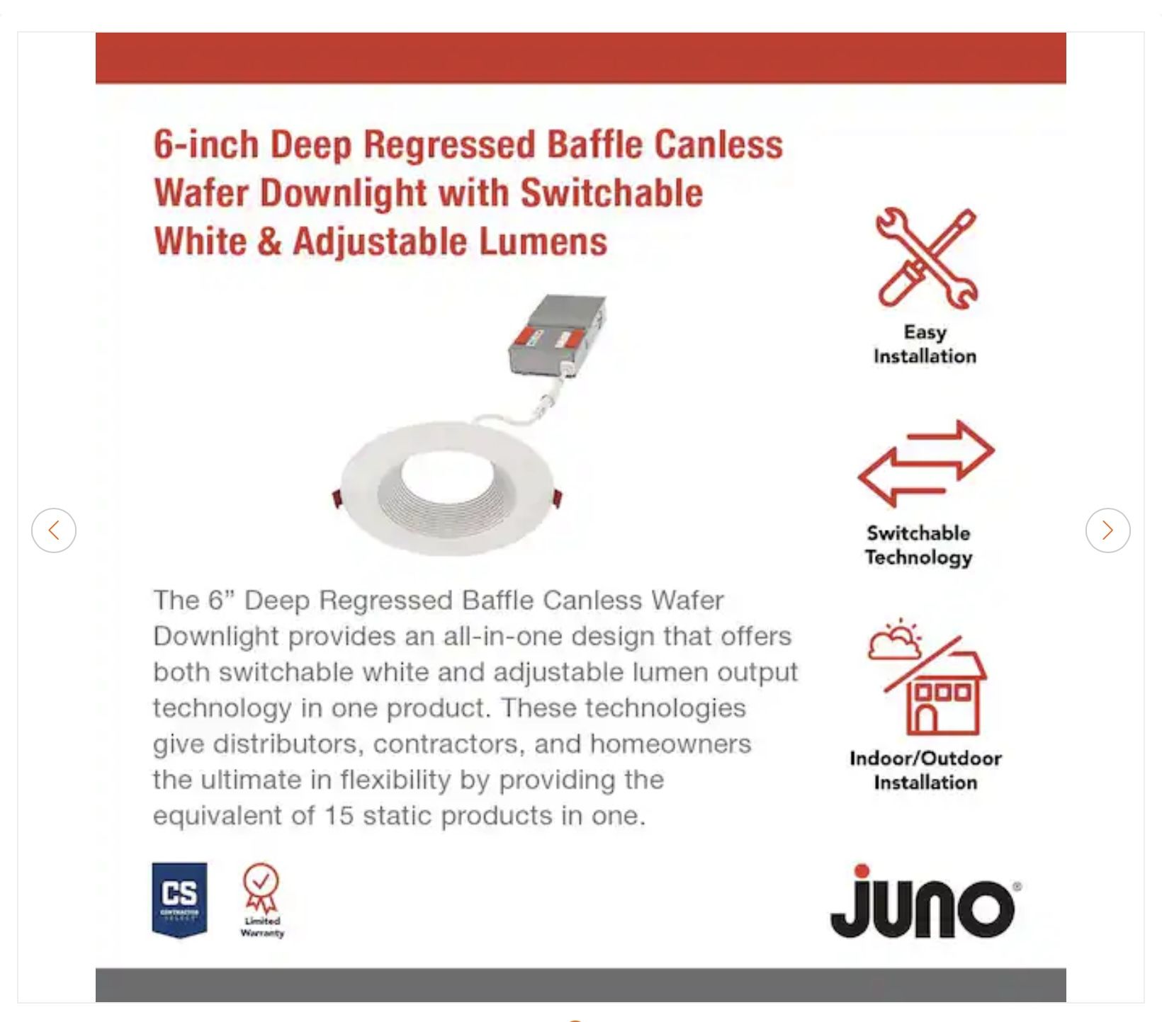 Juno 6" Canless LED Recessed Light Trim (6-Pack) - photo 2