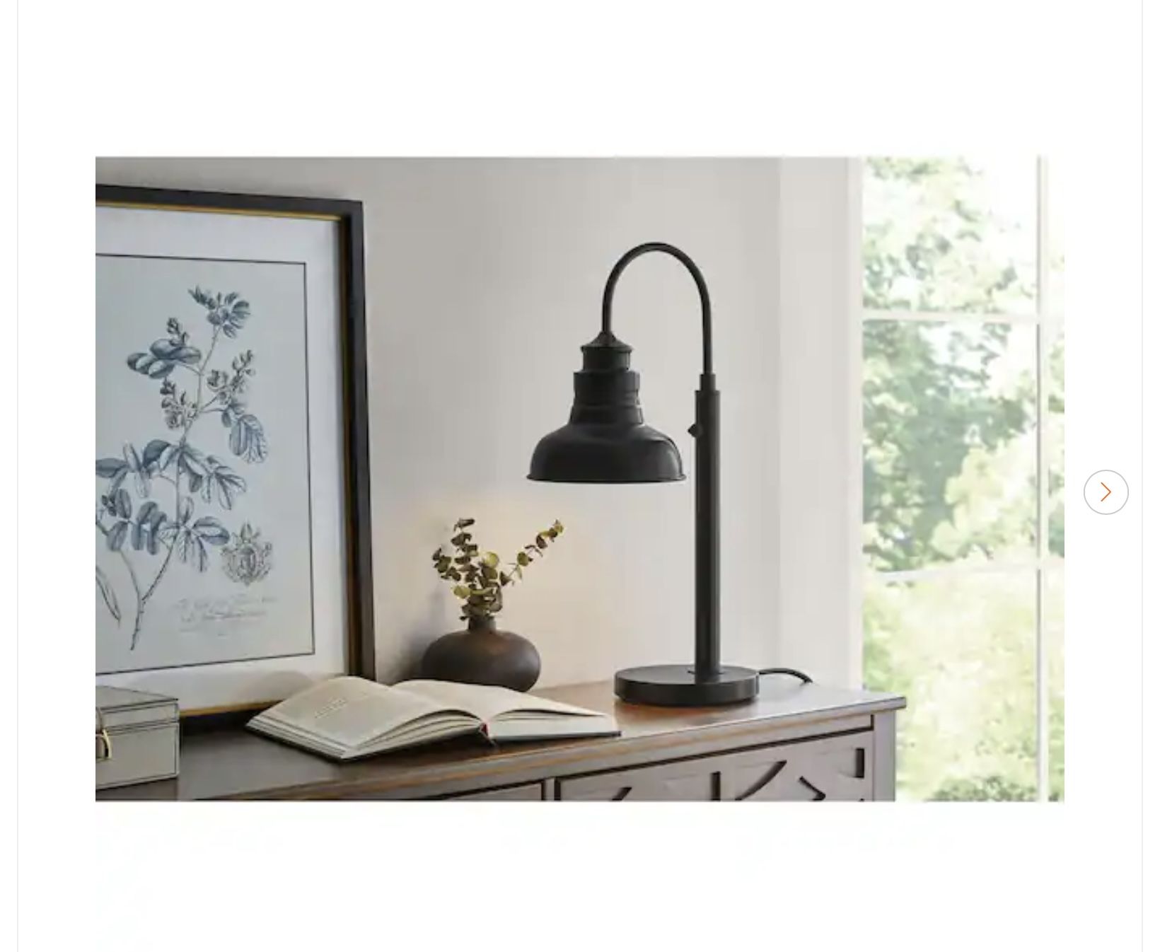 Hampton Bay Elmcroft Matte Black Farmhouse Table Lamp