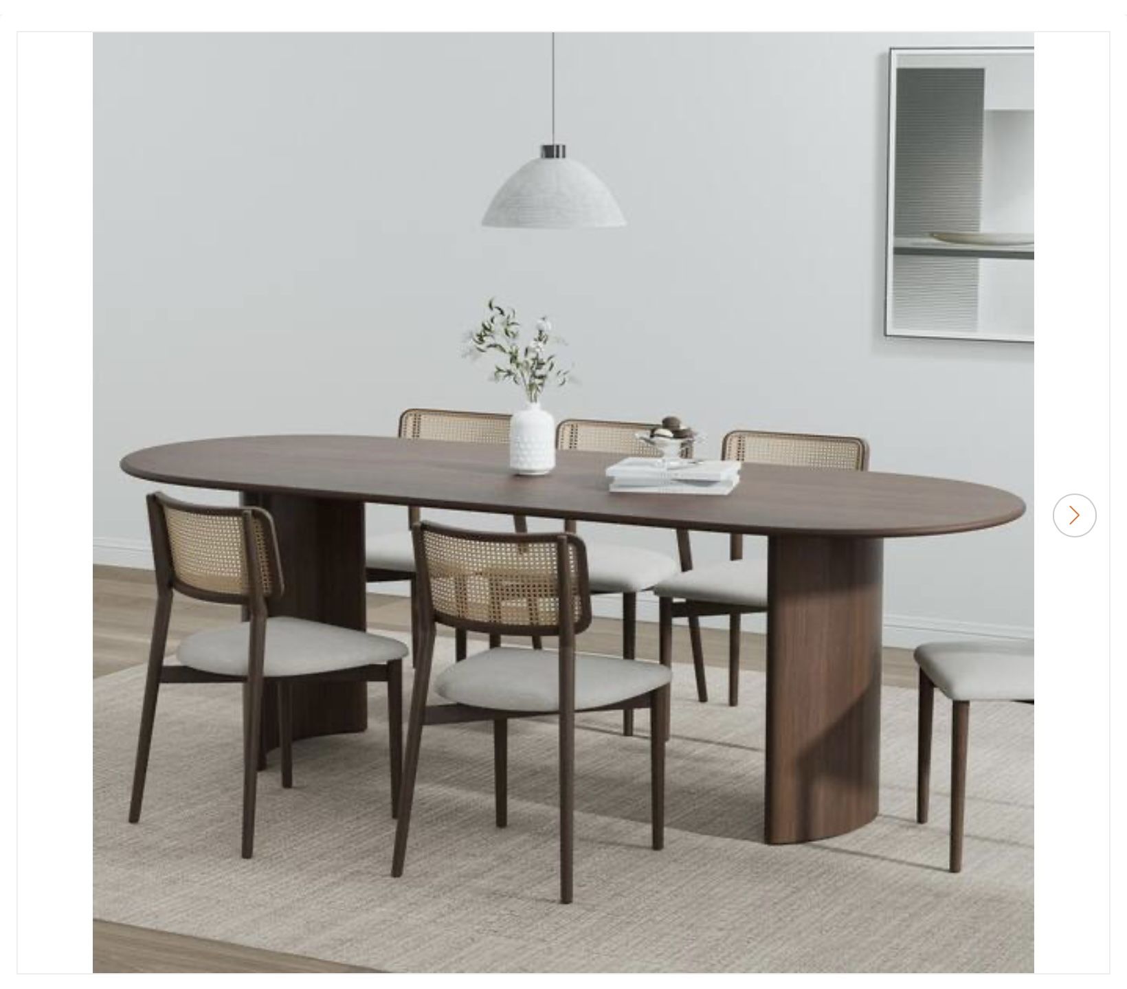 Modern Oval Oak Wood Top Dining Table Seats 8