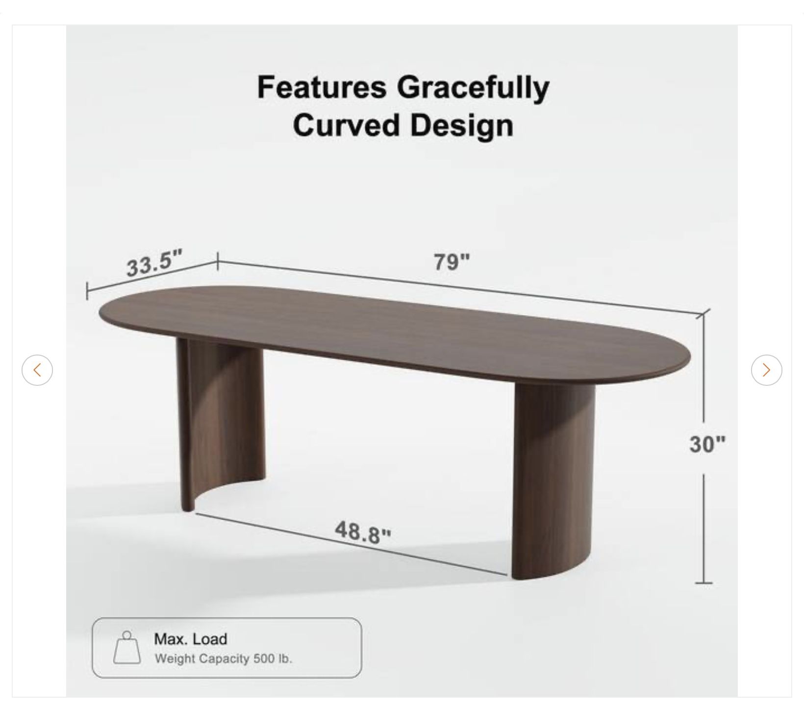 Modern Oval Oak Wood Top Dining Table Seats 8 - photo 3