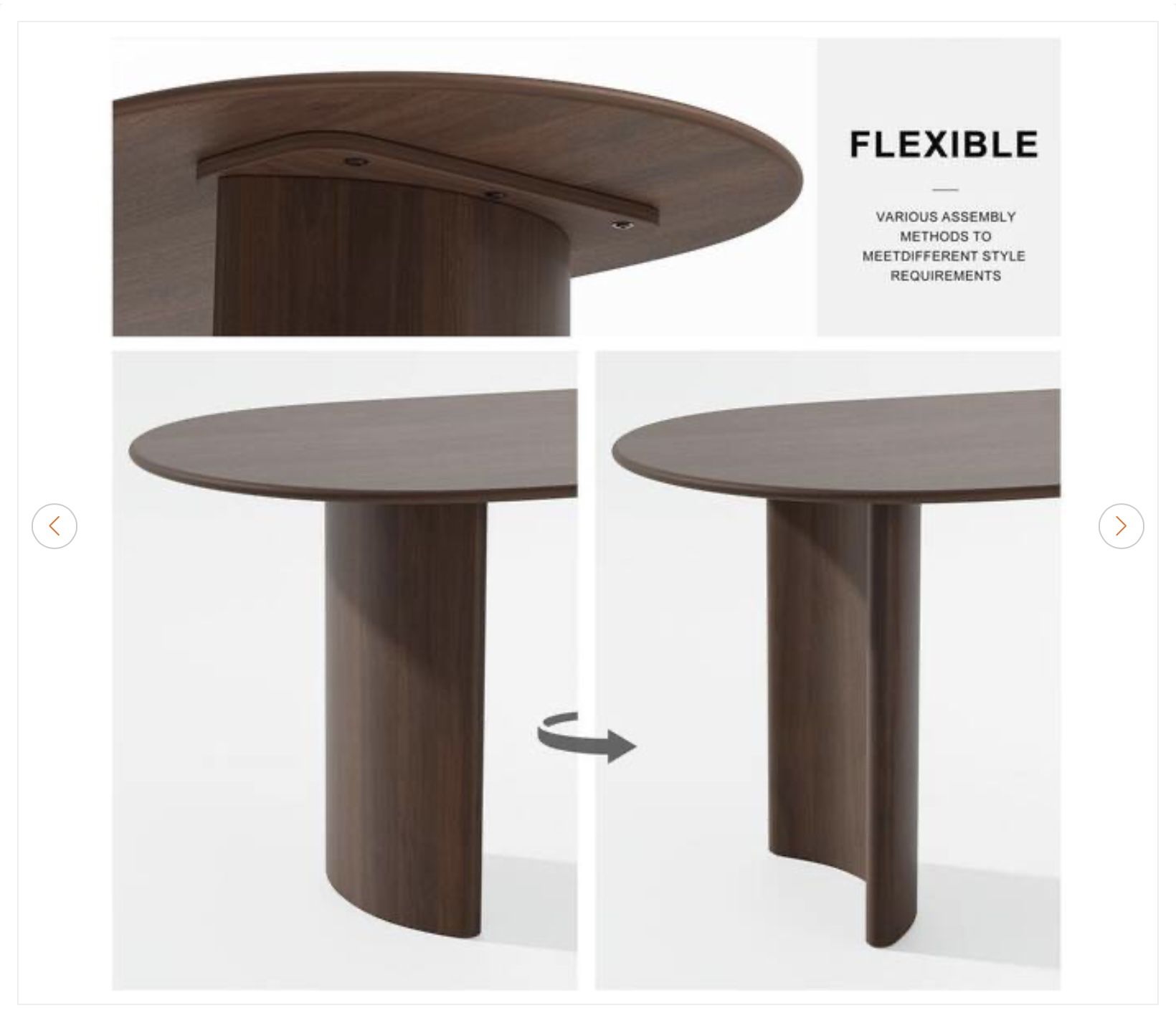 Modern Oval Oak Wood Top Dining Table Seats 8 - photo 4