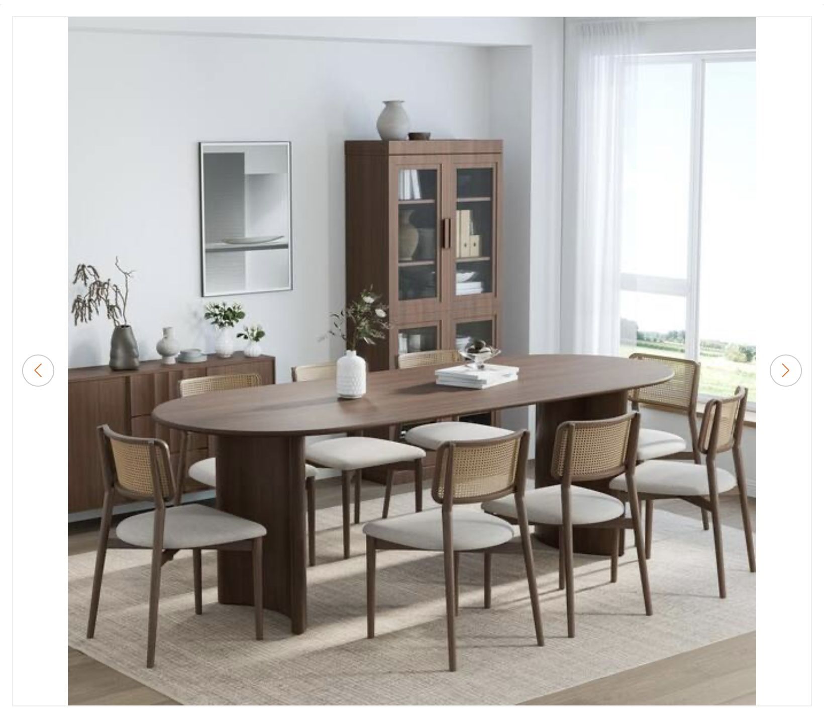 Modern Oval Oak Wood Top Dining Table Seats 8 - photo 5