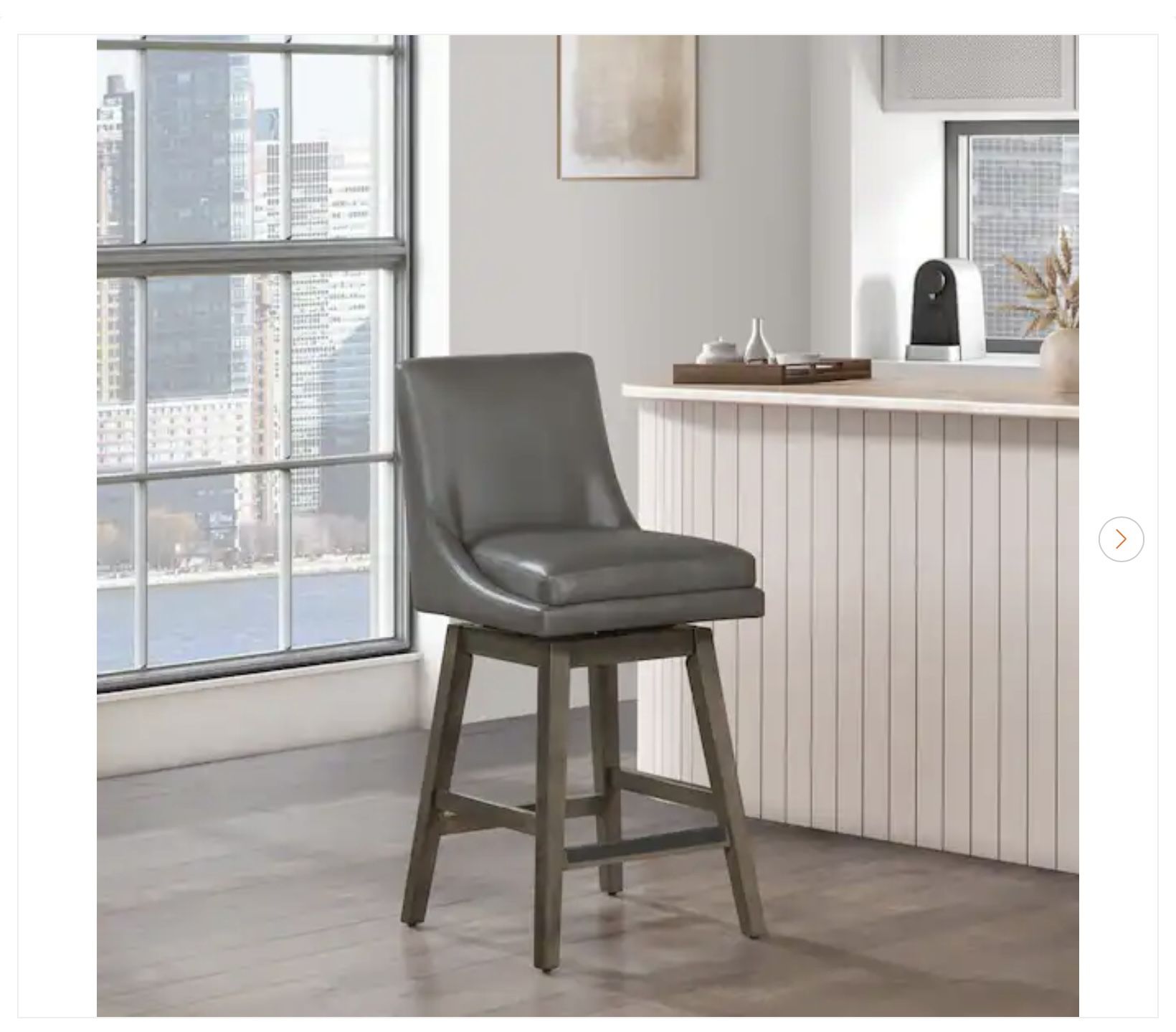 Allingham 27 in. Swivel Counter Stool - Pewter Faux Leather