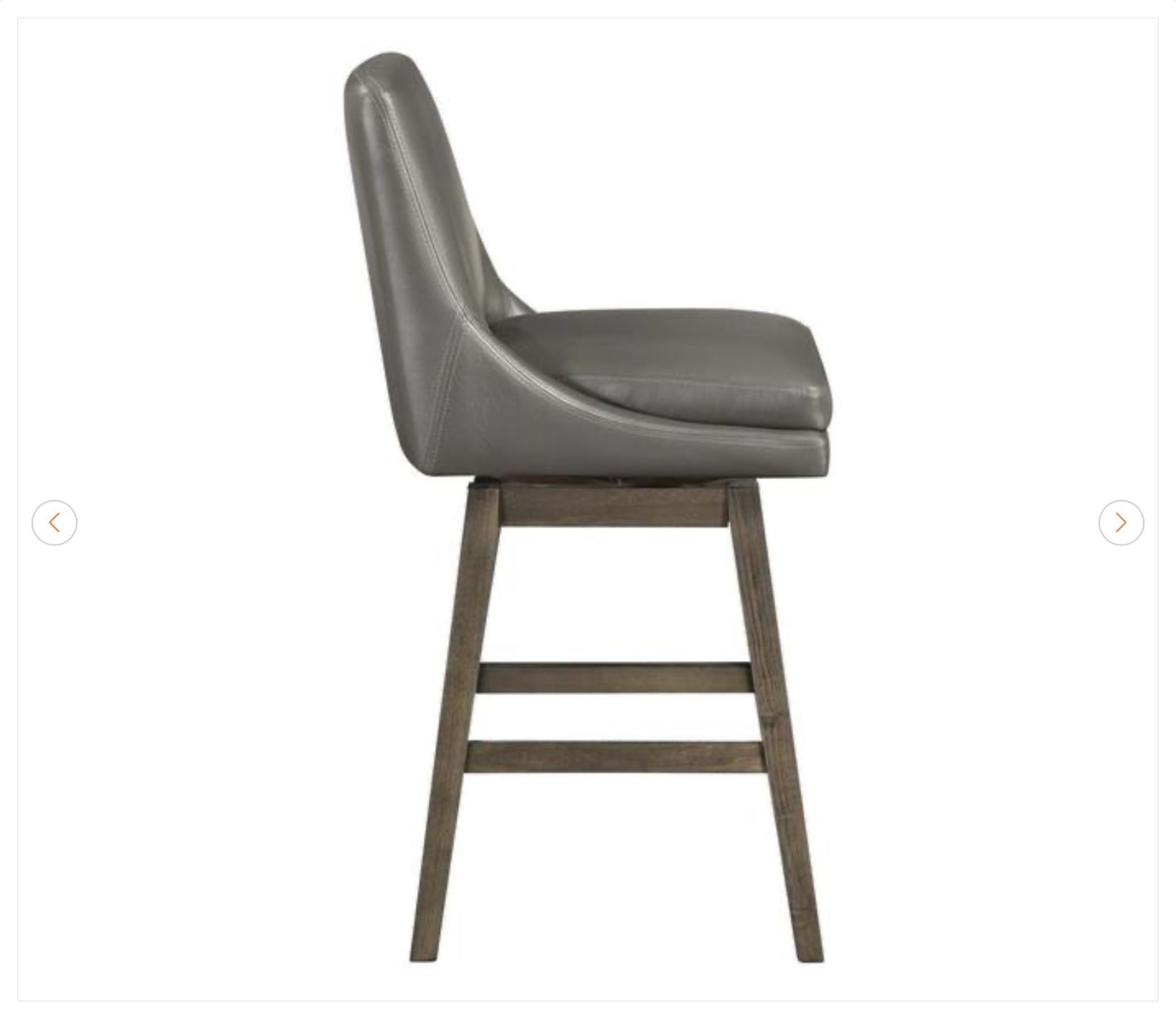 Allingham 27 in. Swivel Counter Stool - Pewter Faux Leather - photo 2