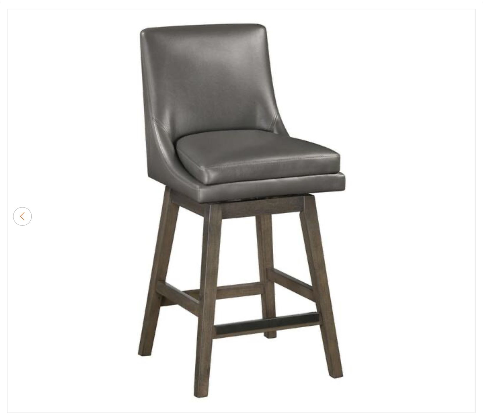 Allingham 27 in. Swivel Counter Stool - Pewter Faux Leather - photo 3