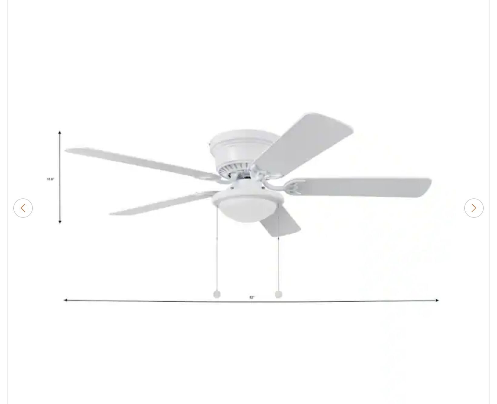 Hampton Bay Hugger 52 in. LED Indoor White Ceiling Fan - New - photo 5