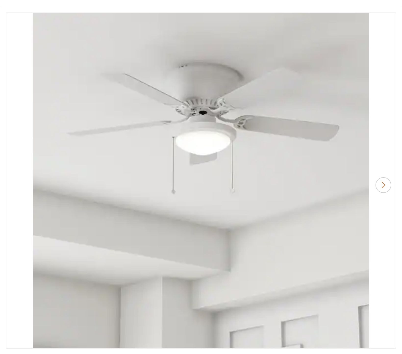 Hampton Bay Hugger 44 in. LED Matte White Ceiling Fan - New