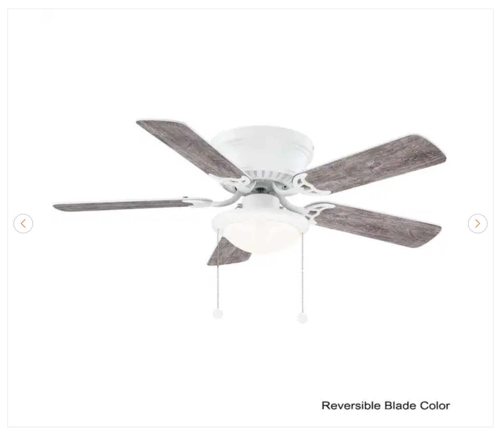 Hampton Bay Hugger 44 in. LED Matte White Ceiling Fan - New - photo 3