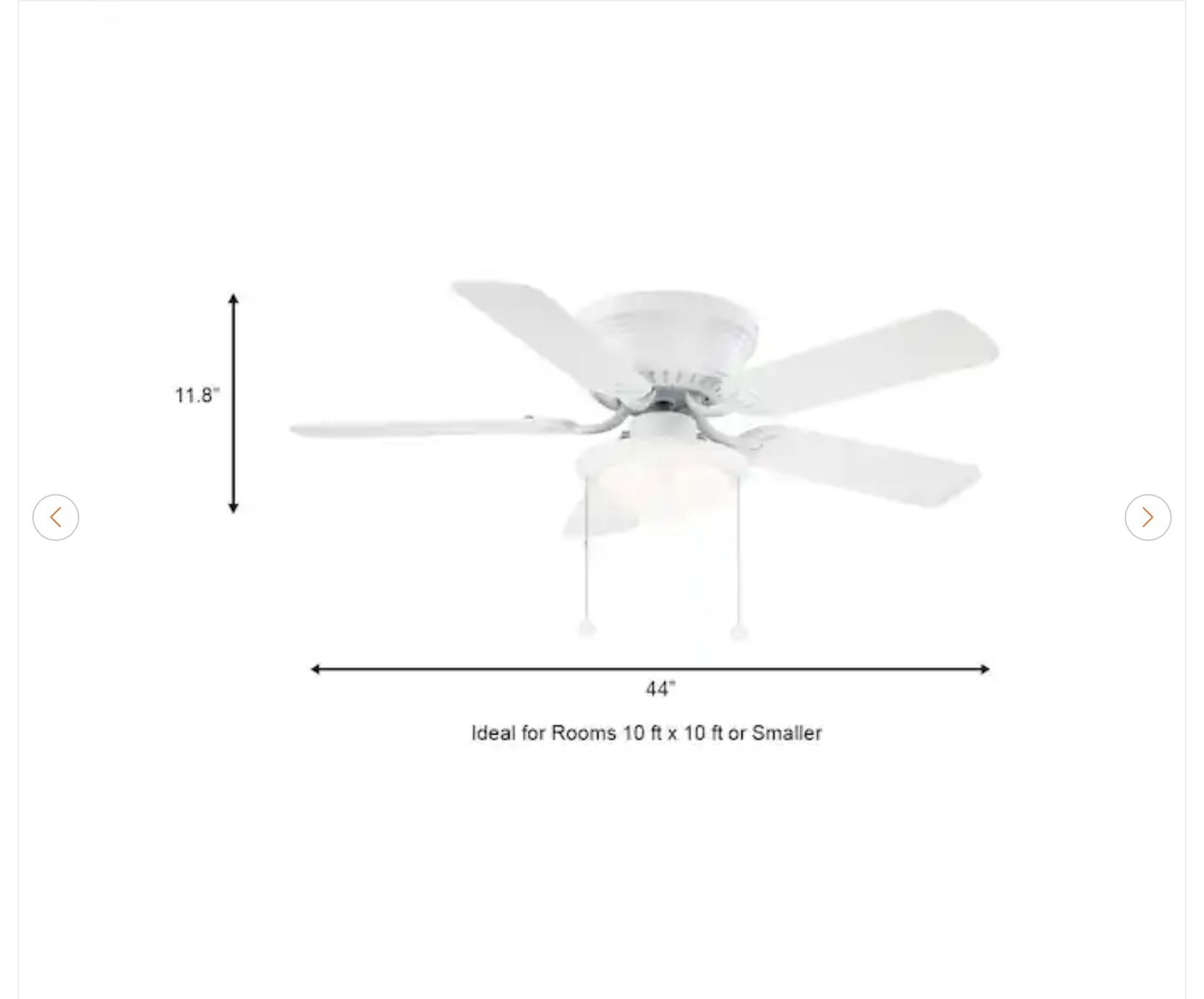 Hampton Bay Hugger 44 in. LED Matte White Ceiling Fan - New - photo 4