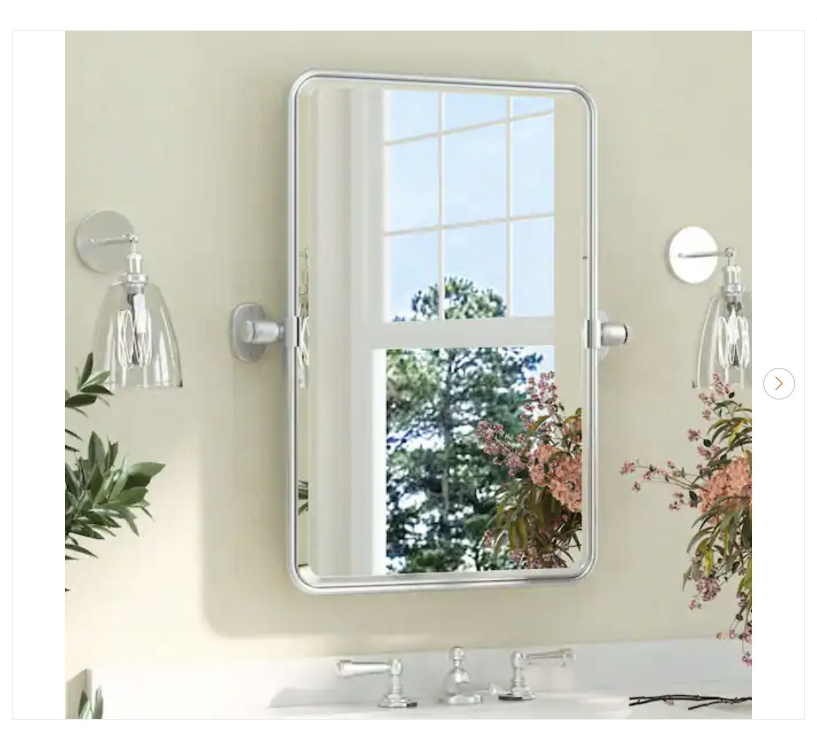 Framed Tilt Mirror - Satin Nickel (16" W x 24" H)