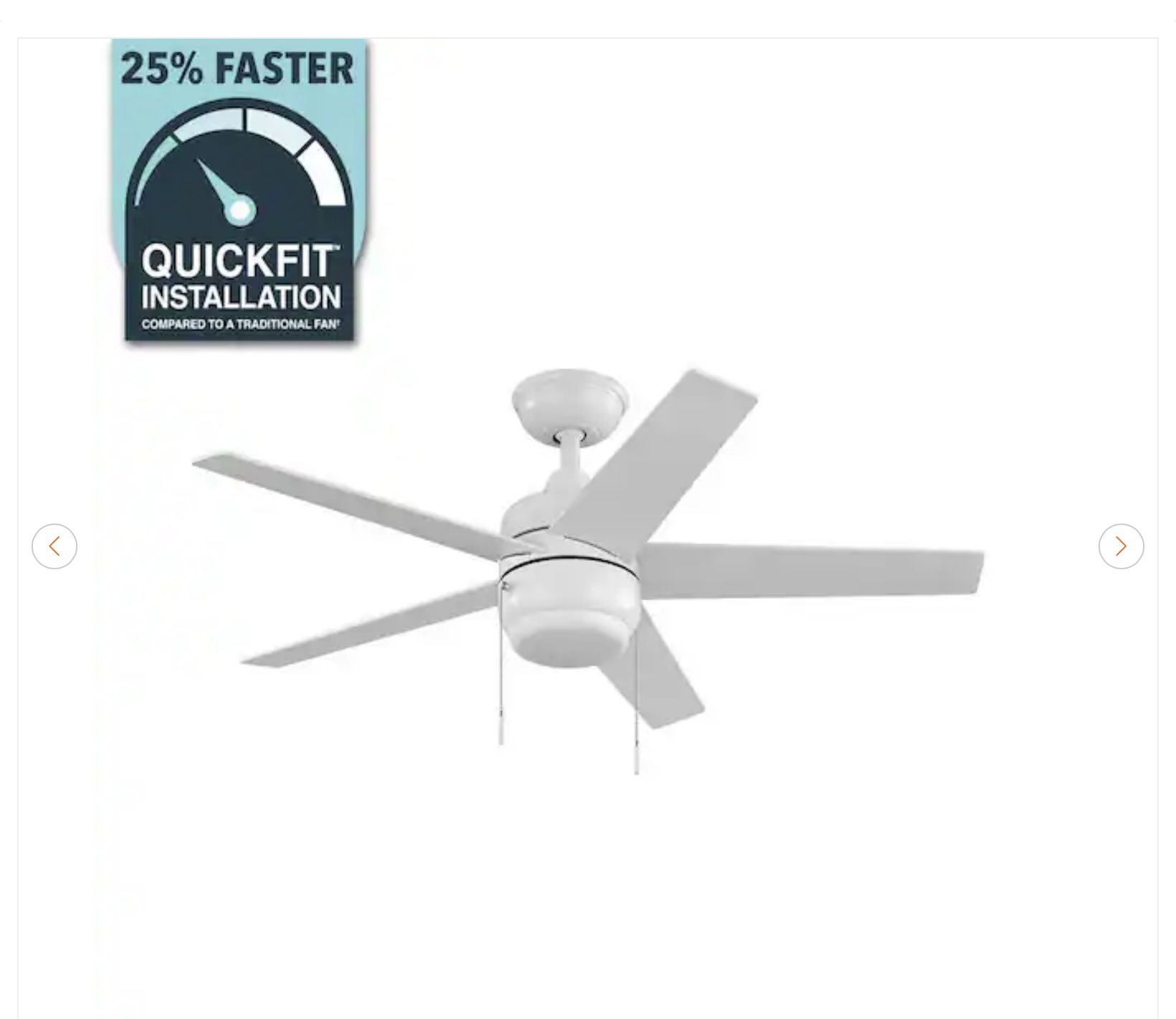 Hampton Bay Mena 44 in. LED Indoor/Outdoor Matte White Ceiling F - photo 2