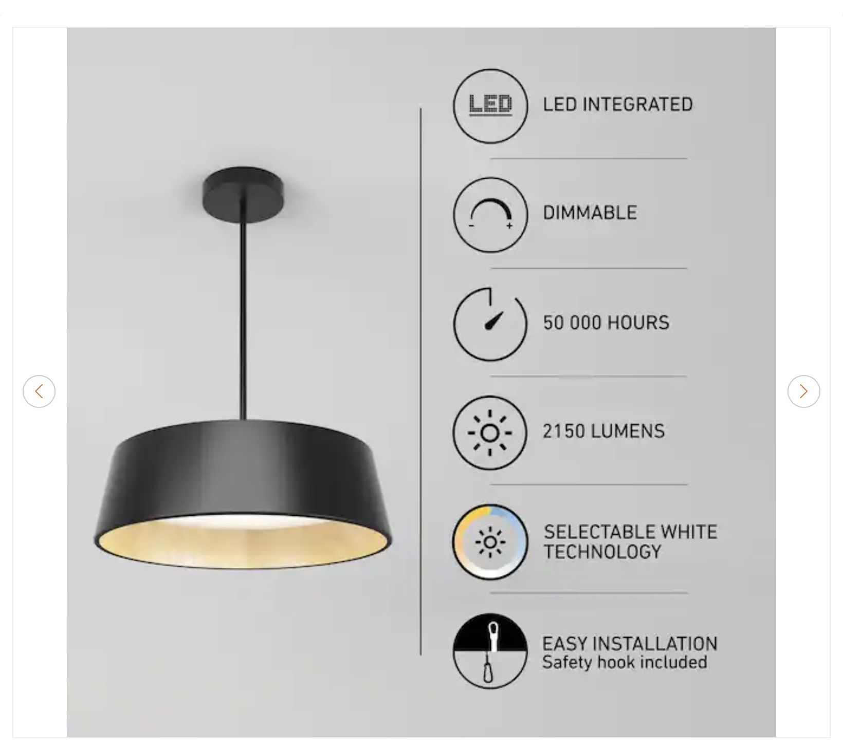 Artika Alton LED Black 5 CCT Modern Pendant Chandelier Light Fix - photo 2