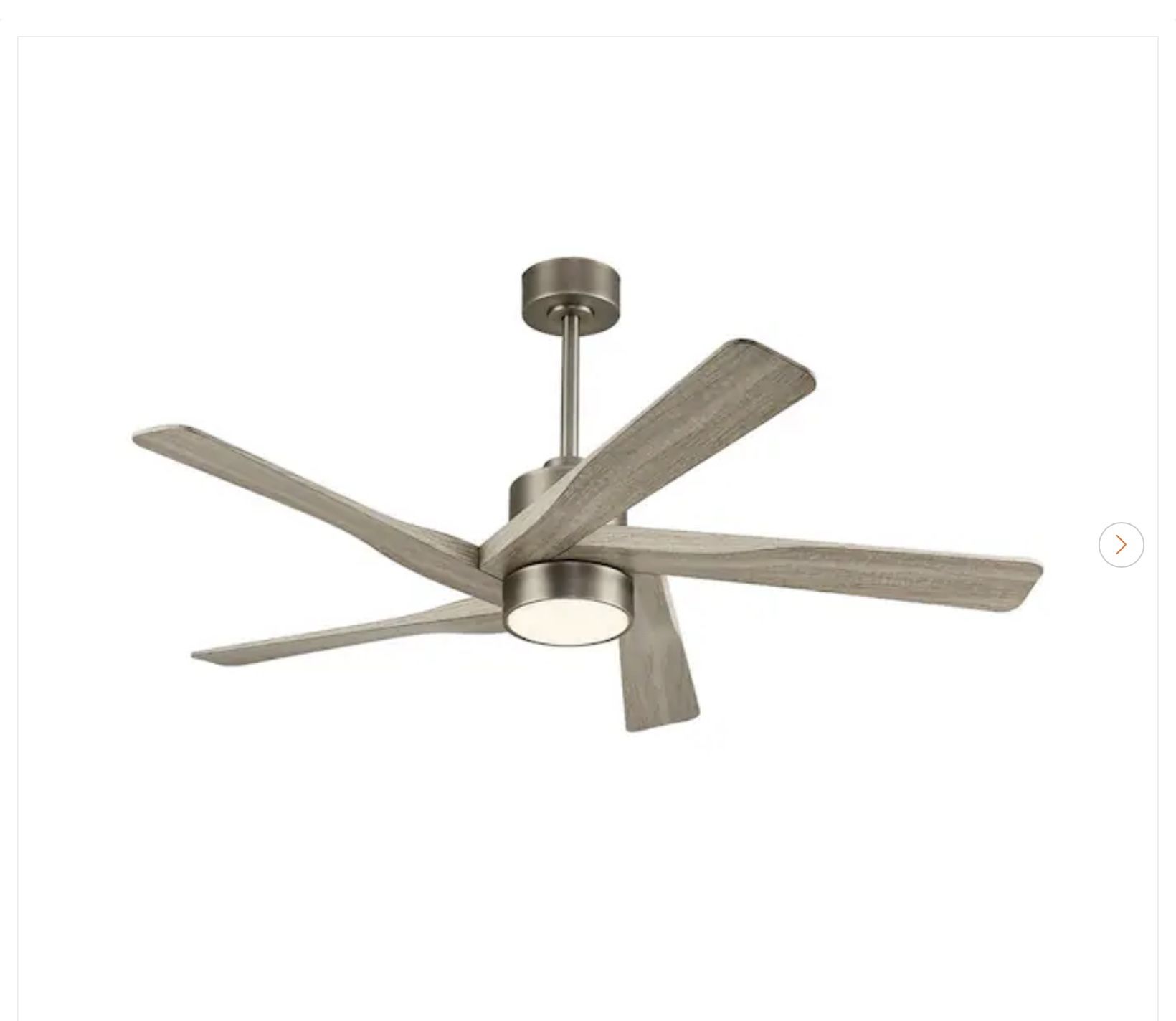 54" Smart Ceiling Fan - 5 Blades, 6 Speeds, LED, Nickel/Wood Gra