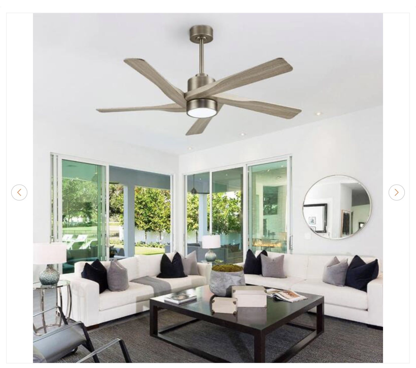 54" Smart Ceiling Fan - 5 Blades, 6 Speeds, LED, Nickel/Wood Gra - photo 4