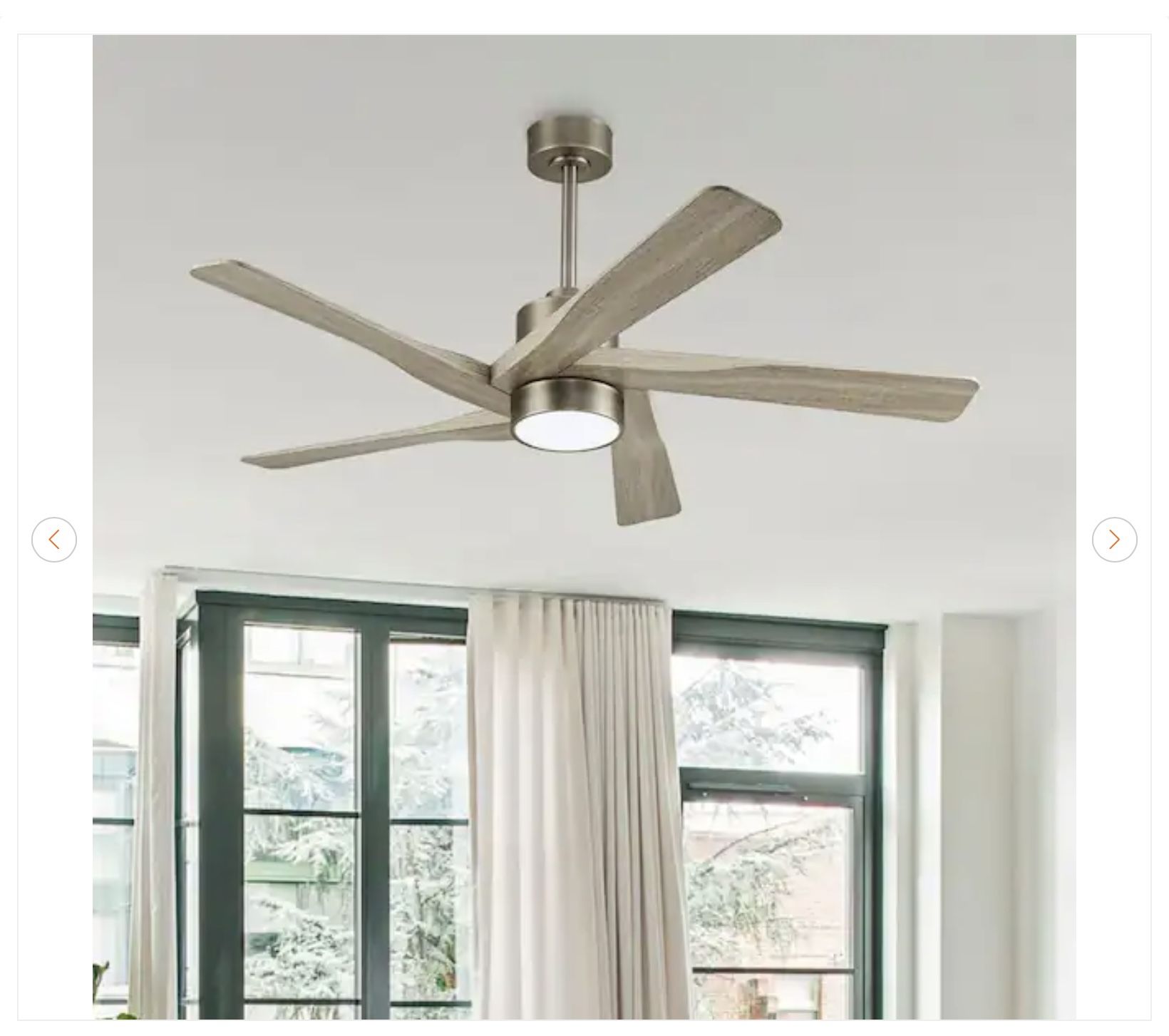 54" Smart Ceiling Fan - 5 Blades, 6 Speeds, LED, Nickel/Wood Gra - photo 5
