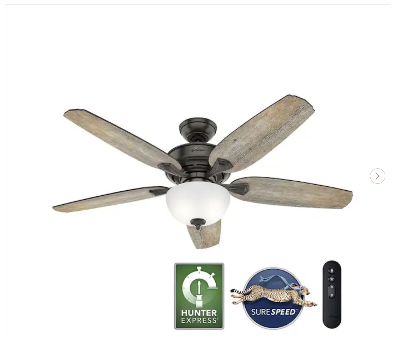 Hunter Channing 54" Indoor Ceiling Fan w/ Light & Remote
