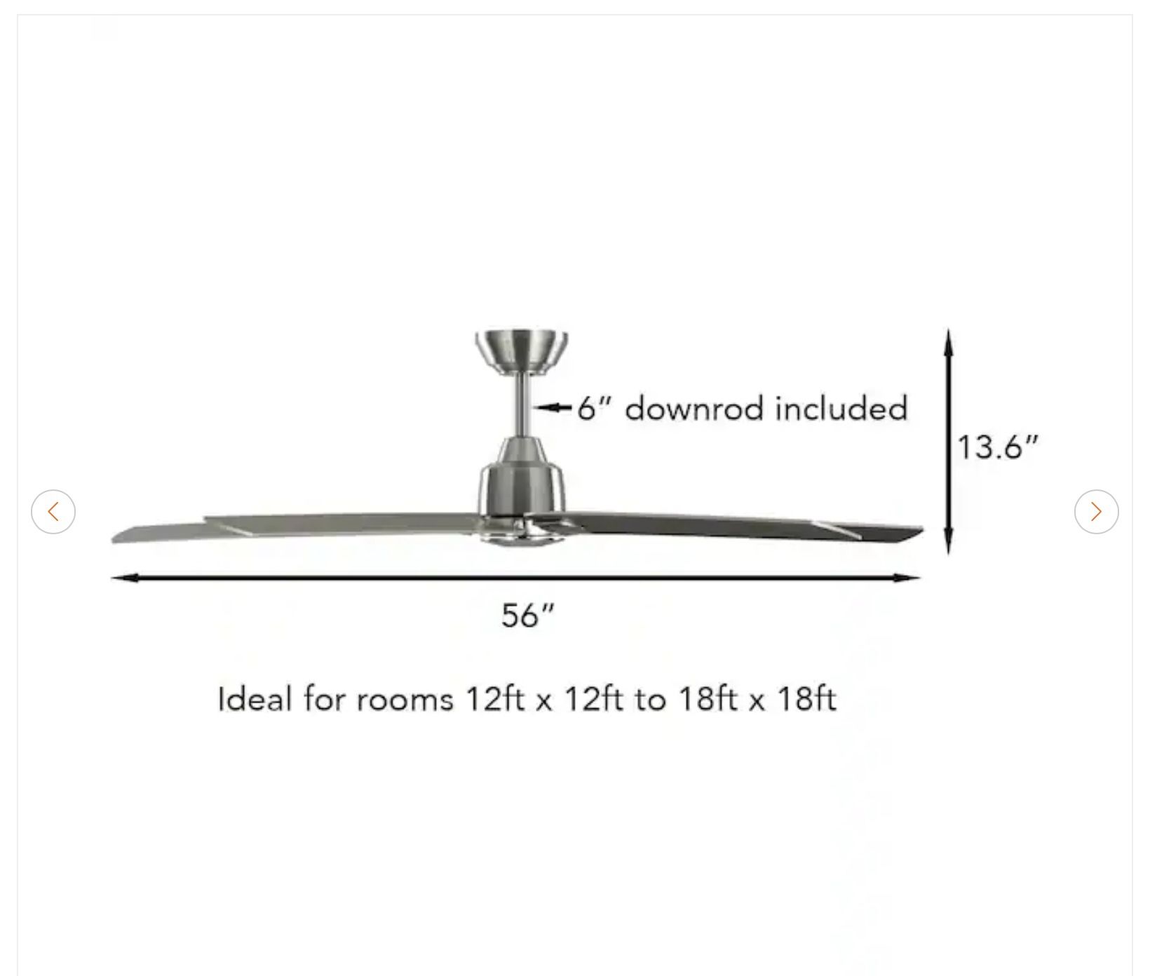 Bellmore 56 in. Indoor Brushed Nickel Ceiling Fan - New - photo 3