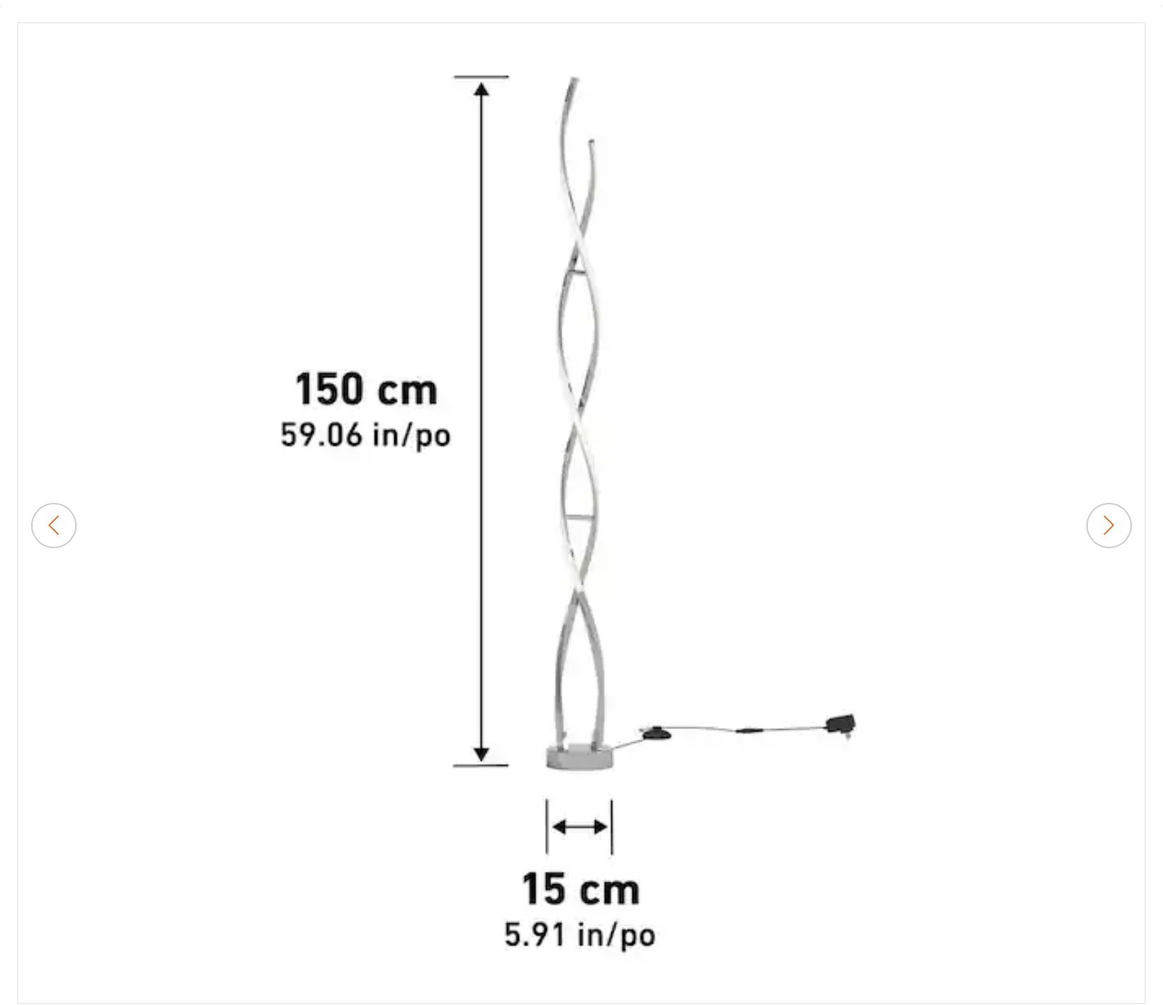 Artika Swirl 59 in. Chrome LED Floor Lamp - New - photo 5