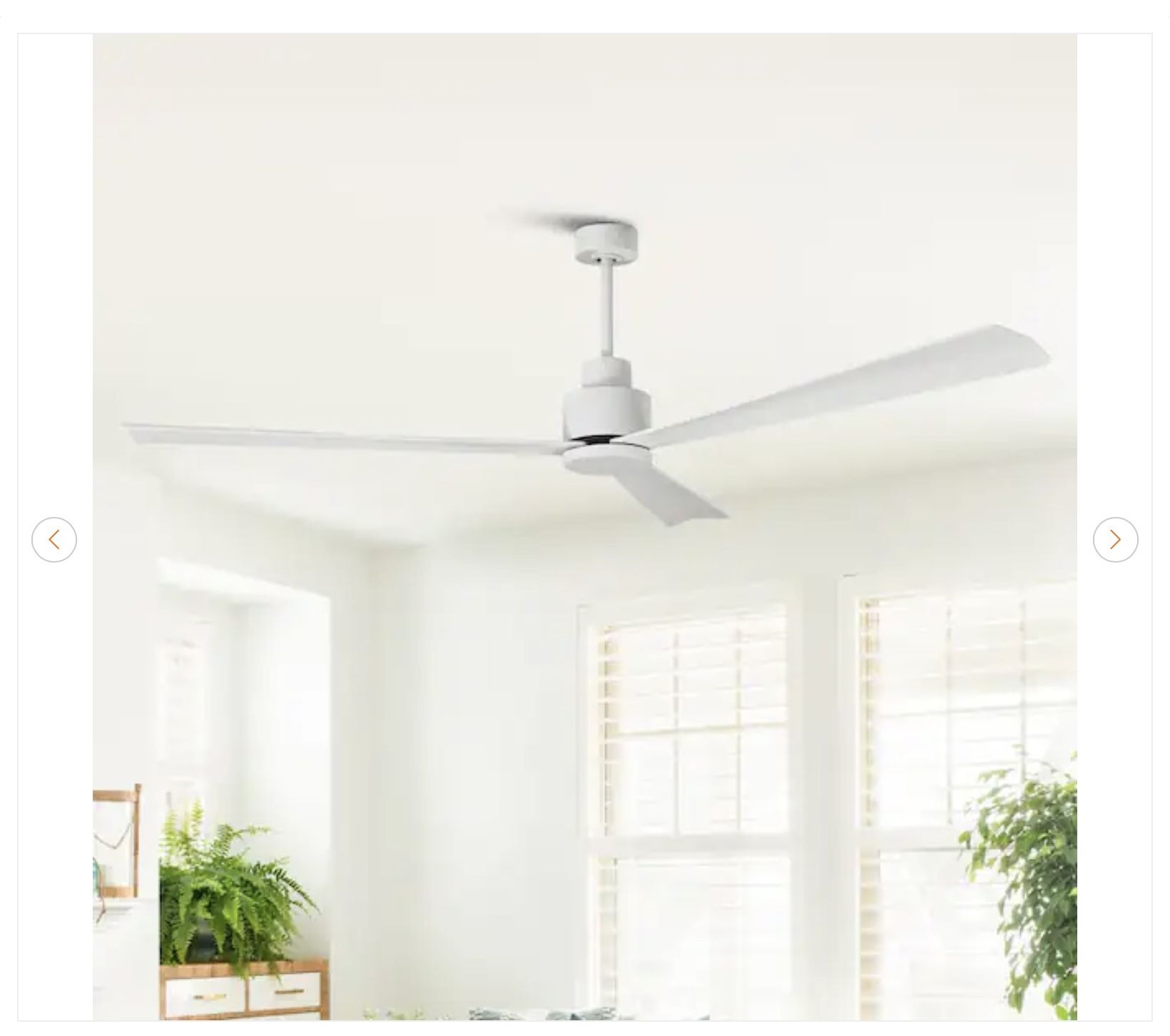 52 in. Indoor Modern Matte White Ceiling Fan - New