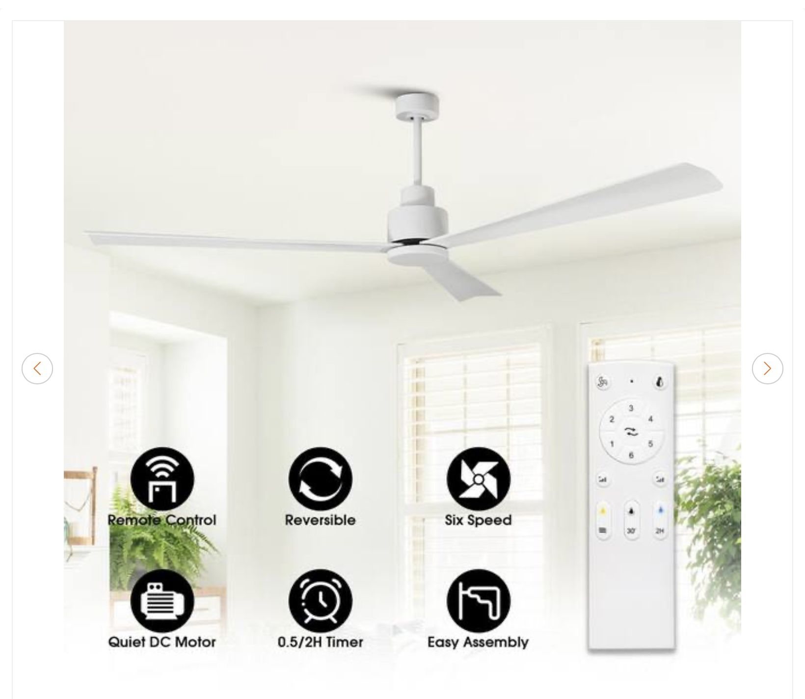 52 in. Indoor Modern Matte White Ceiling Fan - New - photo 5