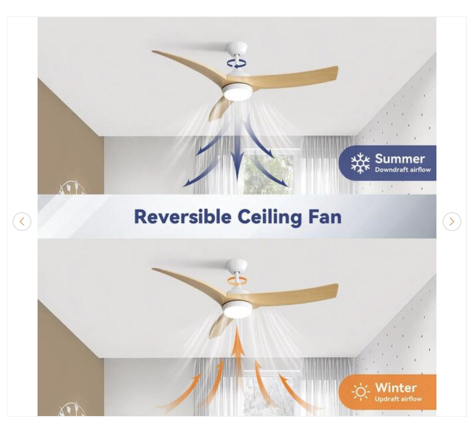 52 in. Indoor White Ceiling Fan with Light - New - photo 3