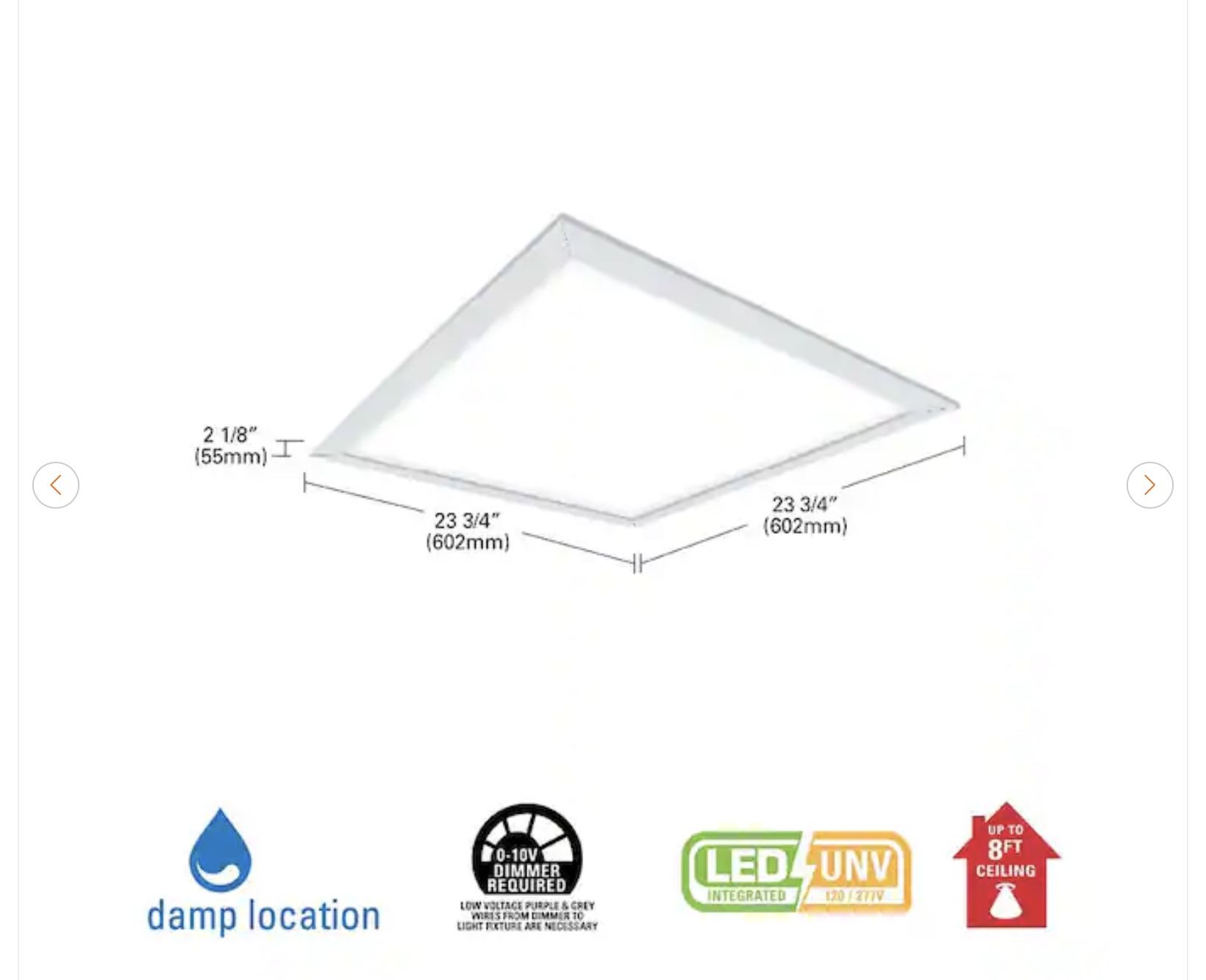 Metalux 2x2 LED Panel Light 3416 Lumens 4000K - New (4 Available - photo 2