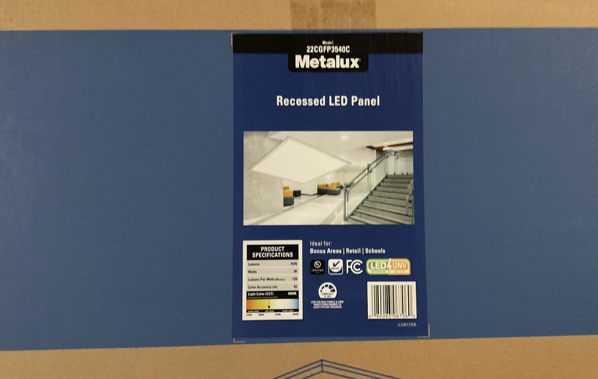 Metalux 2x2 LED Panel Light 3416 Lumens 4000K - New (4 Available - photo 5