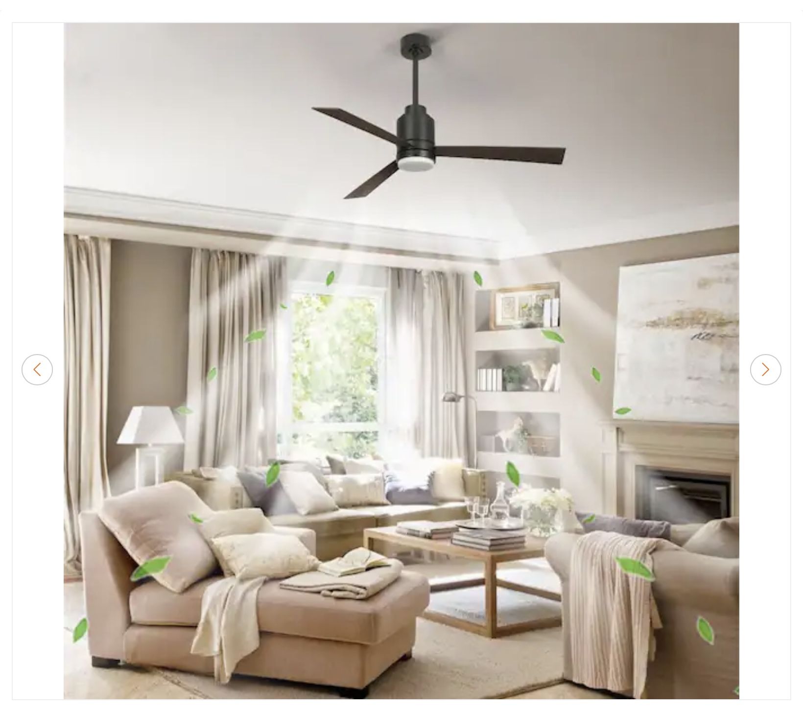 52 in. LED Black Indoor Ceiling Fan with Light - New