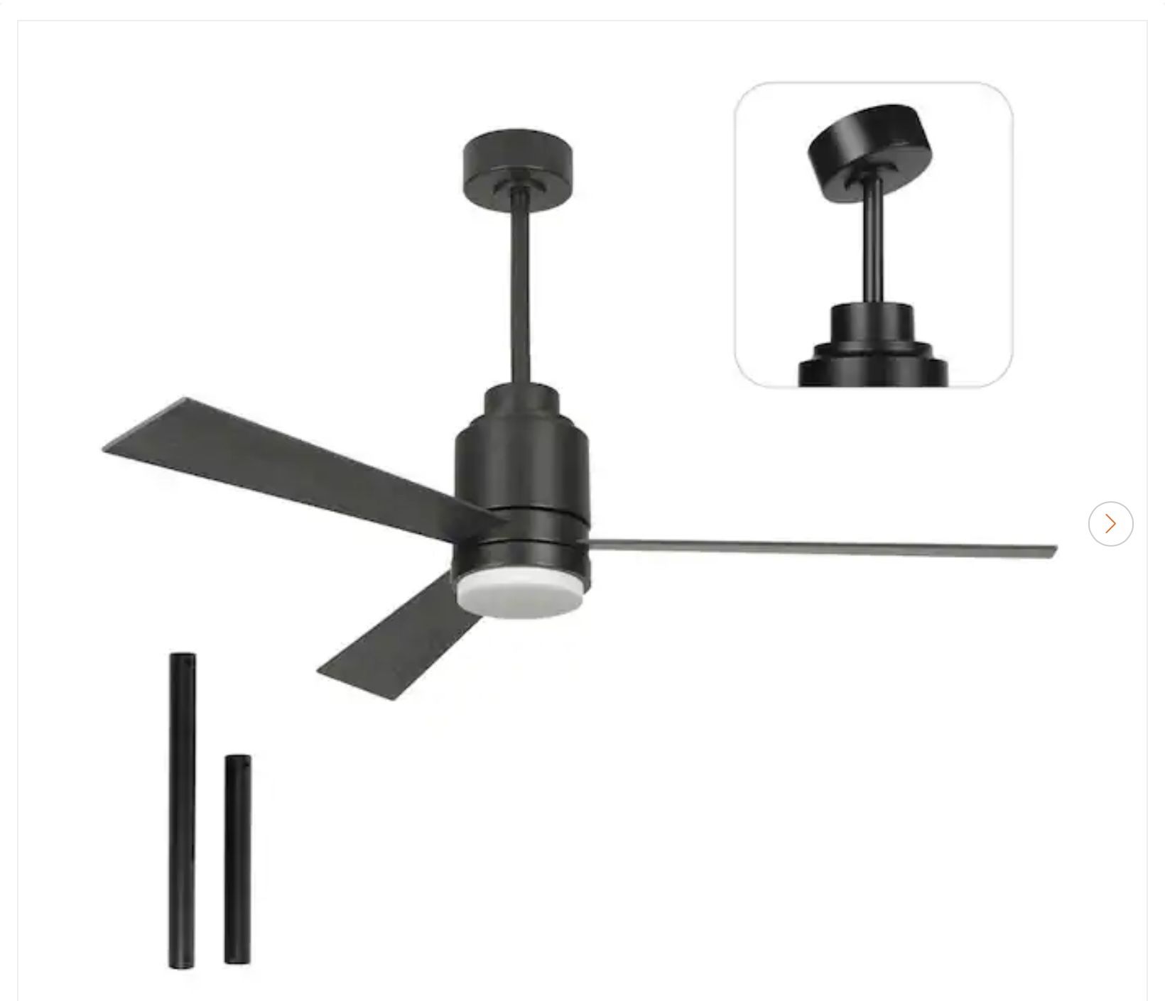 52 in. LED Black Indoor Ceiling Fan with Light - New - photo 2