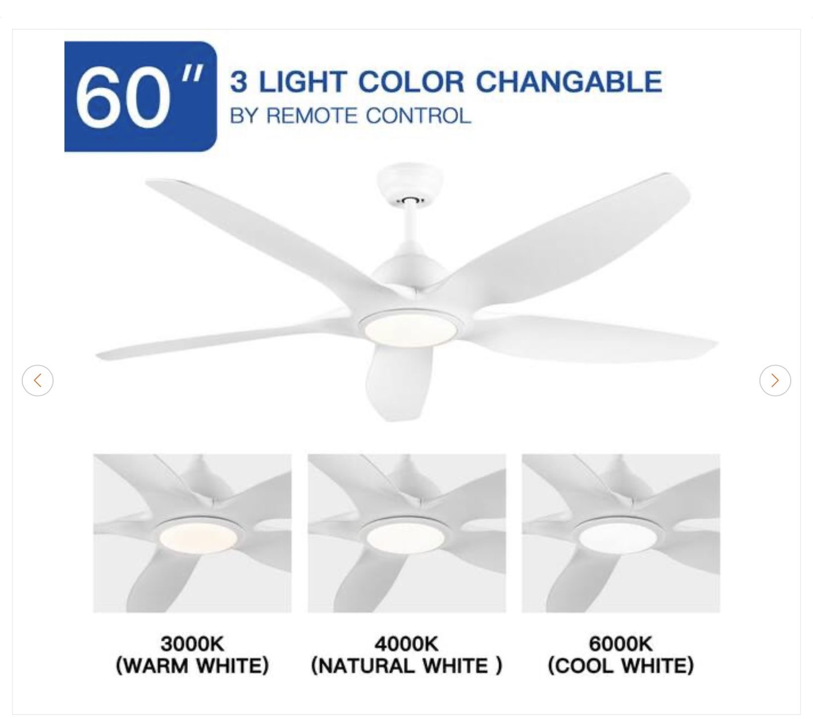 60 in. Integrated LED Ceiling Fan - Matte White - photo 5