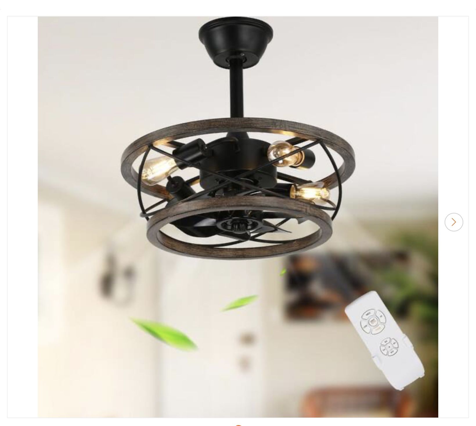 18 in. Indoor Drum Solid Wood Chandelier Fan - NEW