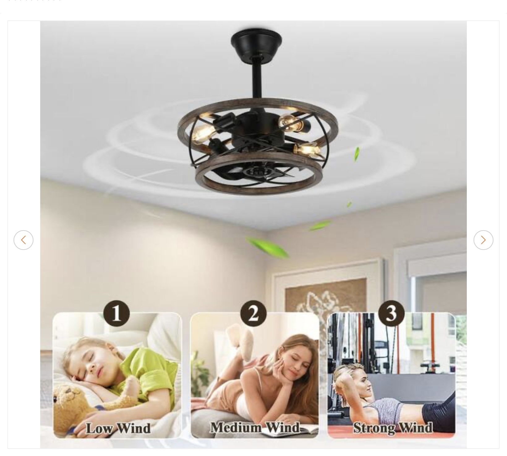 18 in. Indoor Drum Solid Wood Chandelier Fan - NEW - photo 4