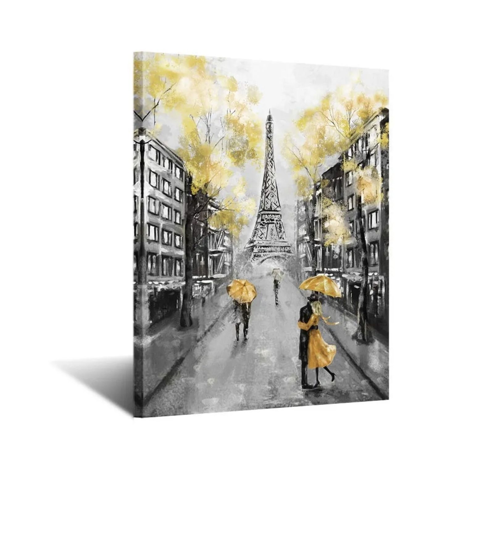 Yellow Paris Eiffel Tower Print CANVAS WALL ART Picture - New