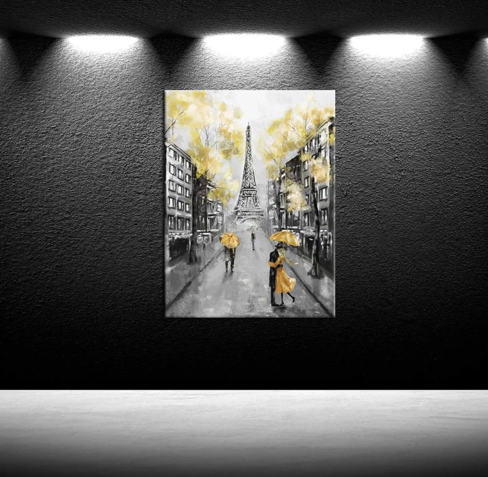 Yellow Paris Eiffel Tower Print CANVAS WALL ART Picture - New - photo 2