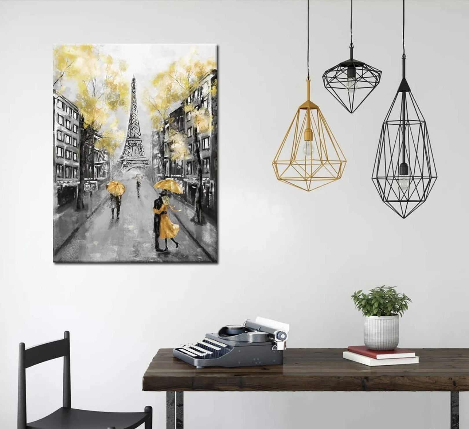 Yellow Paris Eiffel Tower Print CANVAS WALL ART Picture - New - photo 4