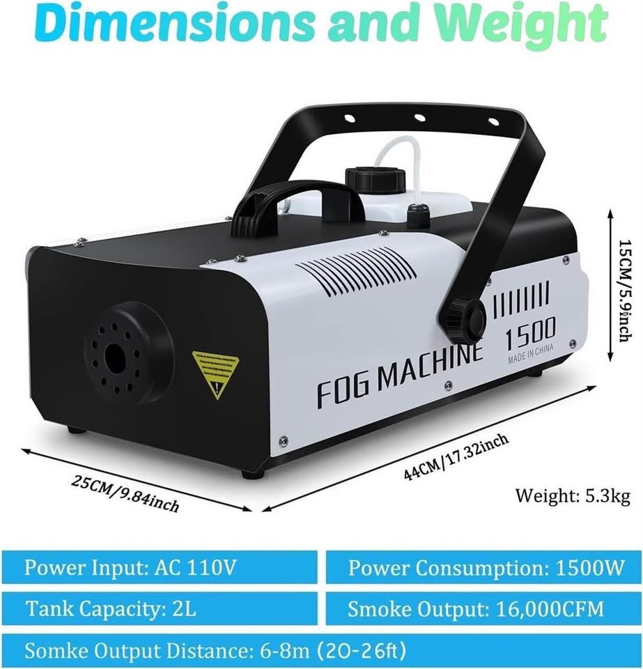 1500 Watt Fog Machine - 16,000 CFM, 2 Controllers - photo 3