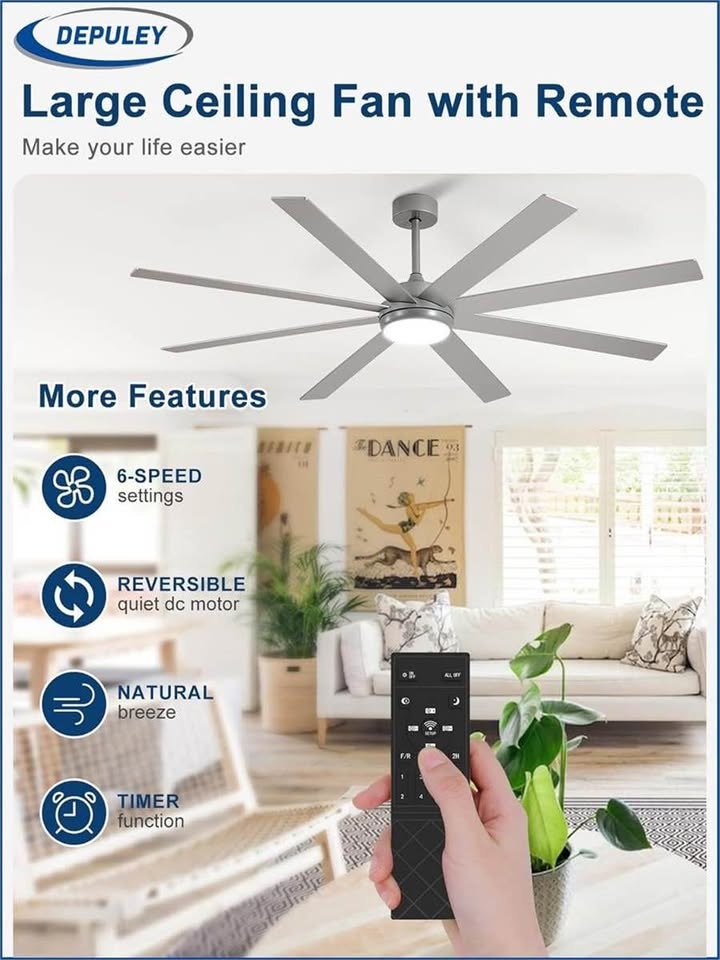 Depuley 72" Ceiling Fan with Light - Indoor/Outdoor - photo 3