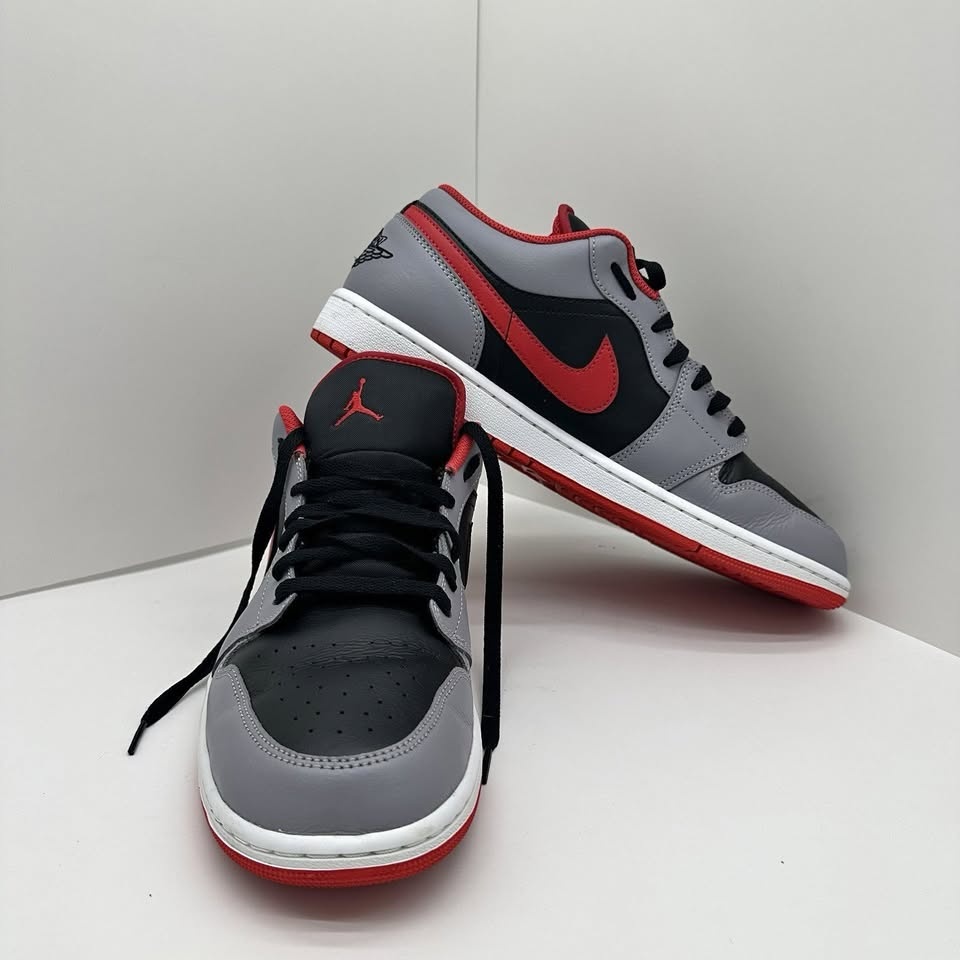 2023 Nike Air Jordan 1 Low "Black/Cement Gray/Fire Red" Size 12