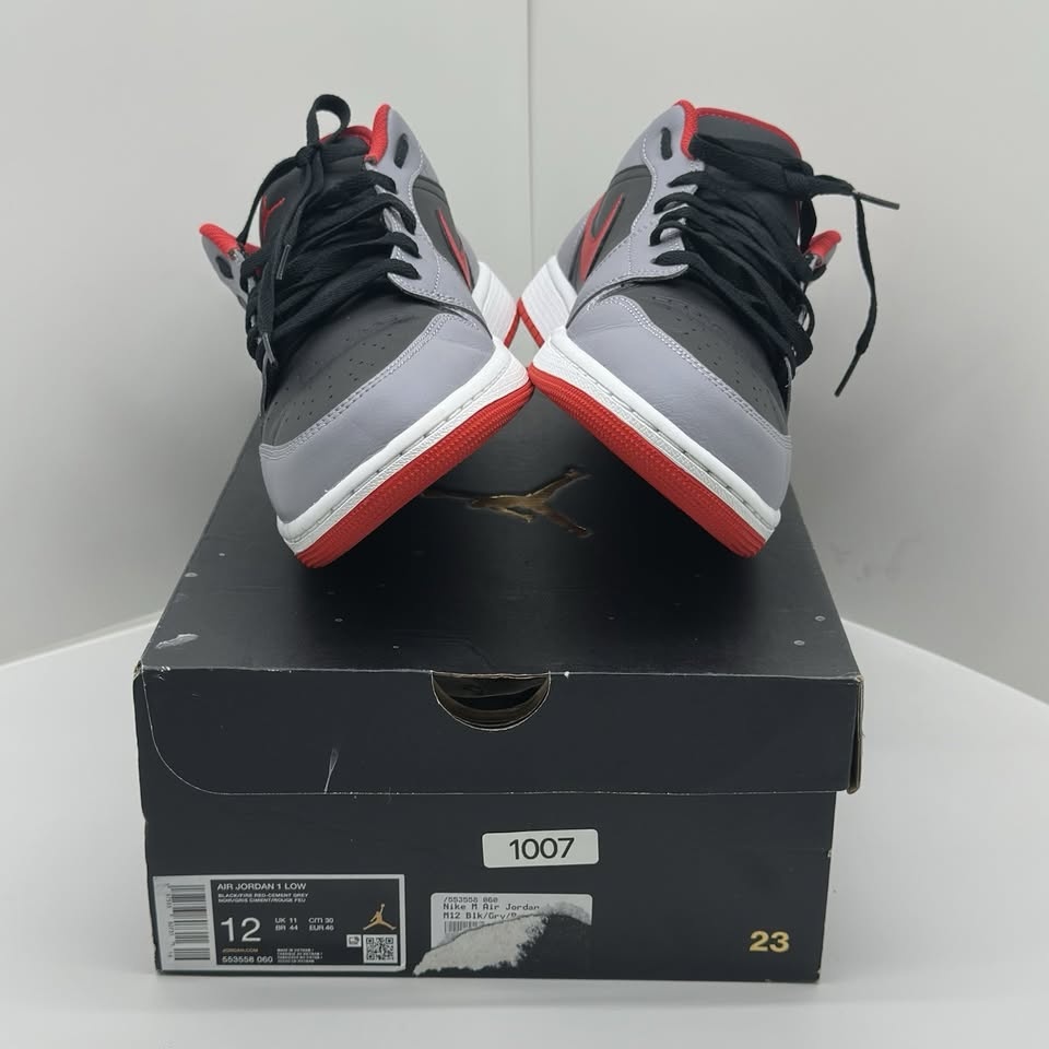 2023 Nike Air Jordan 1 Low "Black/Cement Gray/Fire Red" Size 12 - photo 2